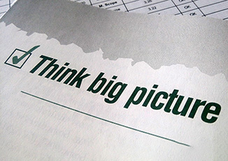 Check box with words Think big picture